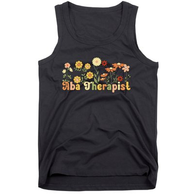 Groovy Applied Behavior Analysis Therapist Flowers Tank Top