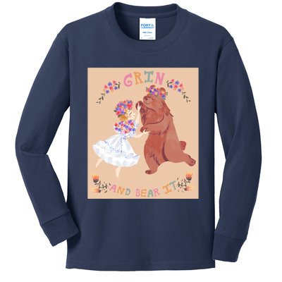 Grin And Bear It Kids Long Sleeve Shirt