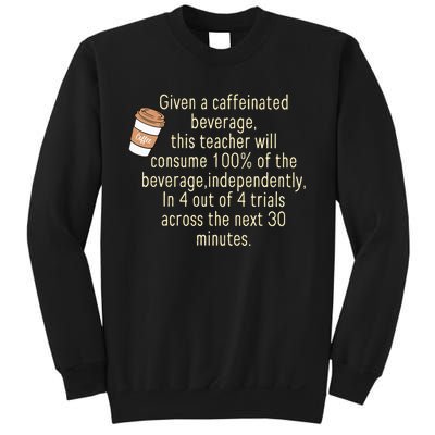 Given A Caffeinated Beverage This Teacher Will Consume Sweatshirt