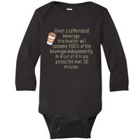 Given A Caffeinated Beverage This Teacher Will Consume Baby Long Sleeve Bodysuit