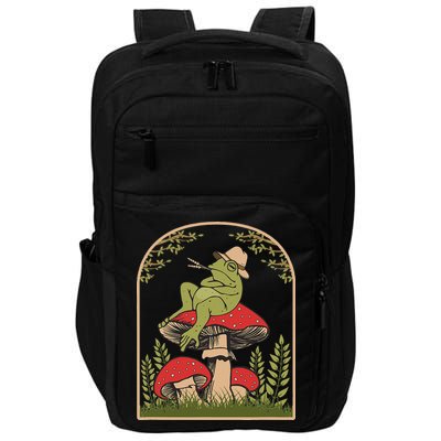 Goblincore Aesthetic Cottagecore Cute Frog On Mushroom Impact Tech Backpack