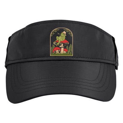 Goblincore Aesthetic Cottagecore Cute Frog On Mushroom Adult Drive Performance Visor