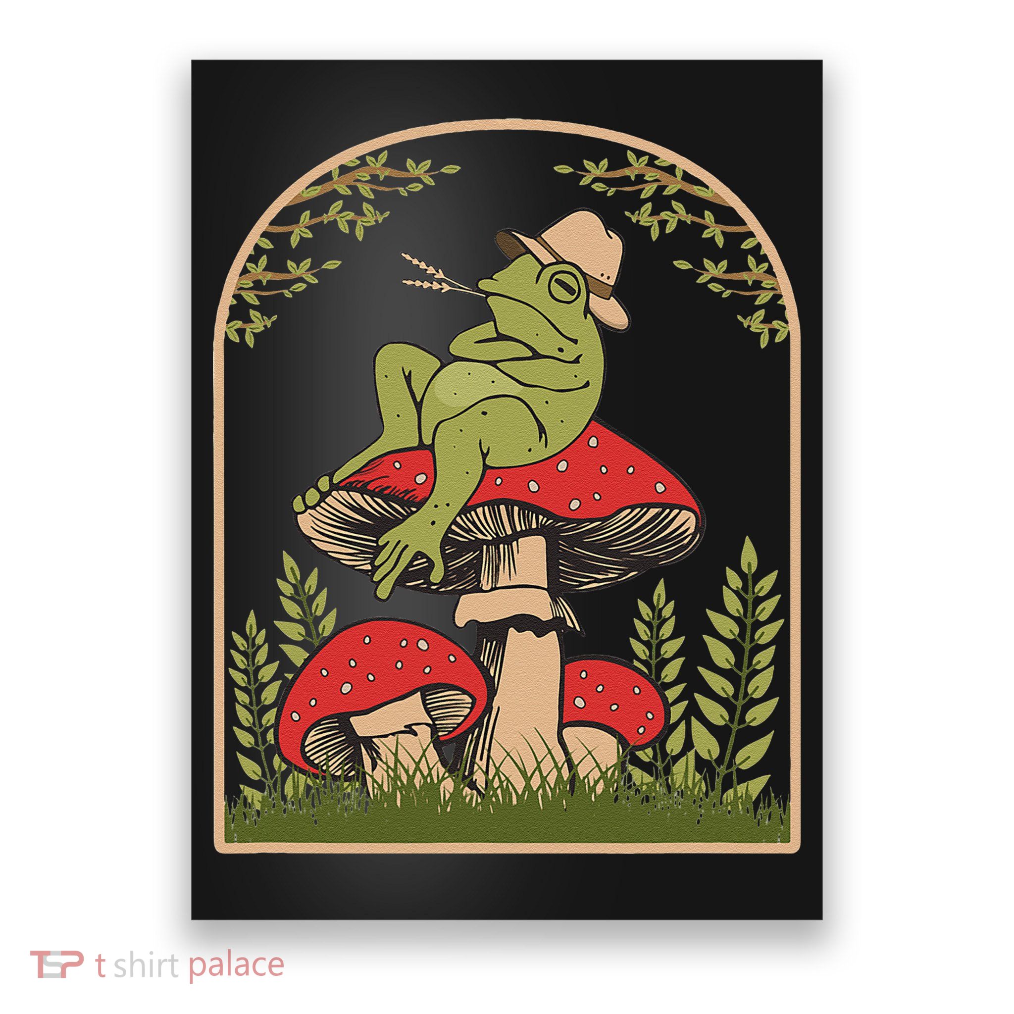 Goblincore Aesthetic Cottagecore Cute Frog On Mushroom Poster