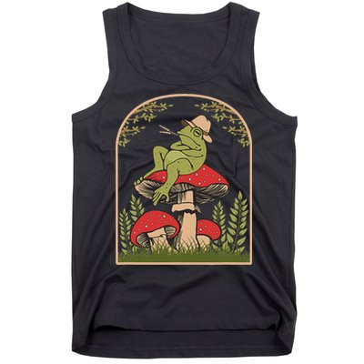 Goblincore Aesthetic Cottagecore Cute Frog On Mushroom Tank Top