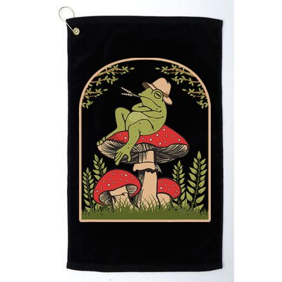 Goblincore Aesthetic Cottagecore Cute Frog On Mushroom Golf Towel