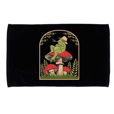 Goblincore Aesthetic Cottagecore Cute Frog On Mushroom Microfiber Hand Towel