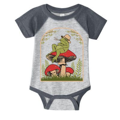 Goblincore Aesthetic Cottagecore Cute Frog On Mushroom Infant Baby Jersey Bodysuit