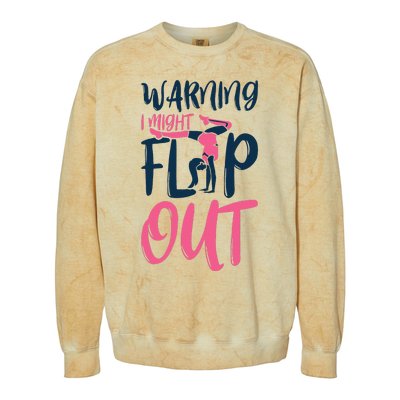 Gymnast And Cheerleader Design Warning I Might Flip Out Colorblast Crewneck Sweatshirt