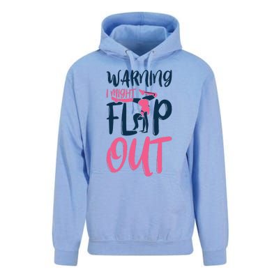 Gymnast And Cheerleader Design Warning I Might Flip Out Unisex Surf Hoodie