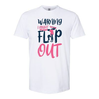 Gymnast And Cheerleader Design Warning I Might Flip Out Softstyle CVC T-Shirt