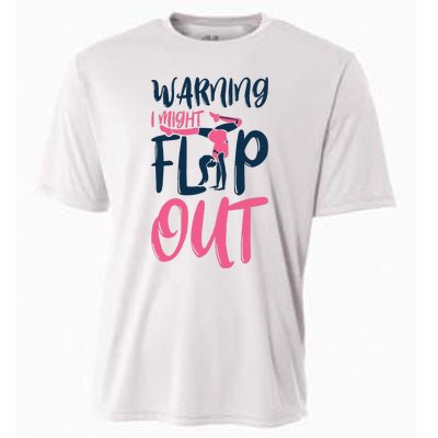 Gymnast And Cheerleader Design Warning I Might Flip Out Cooling Performance Crew T-Shirt