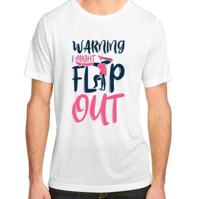 Gymnast And Cheerleader Design Warning I Might Flip Out Adult ChromaSoft Performance T-Shirt