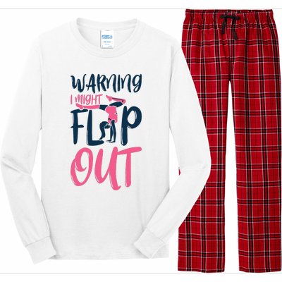 Gymnast And Cheerleader Design Warning I Might Flip Out Long Sleeve Pajama Set