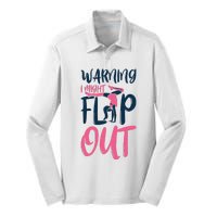 Gymnast And Cheerleader Design Warning I Might Flip Out Silk Touch Performance Long Sleeve Polo