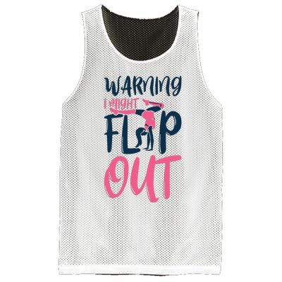 Gymnast And Cheerleader Design Warning I Might Flip Out Mesh Reversible Basketball Jersey Tank