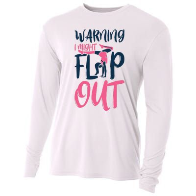 Gymnast And Cheerleader Design Warning I Might Flip Out Cooling Performance Long Sleeve Crew