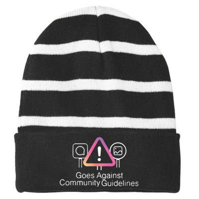 Goes Against Community Guidelines Striped Beanie with Solid Band