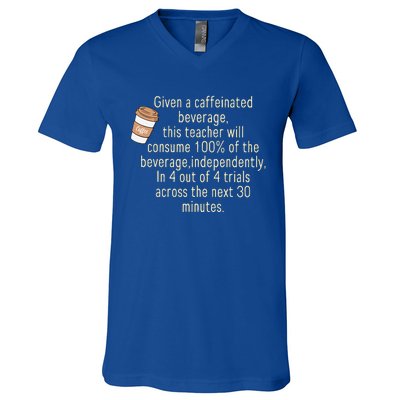 Given A Caffeinated Beverage This Teacher Will Consume V-Neck T-Shirt