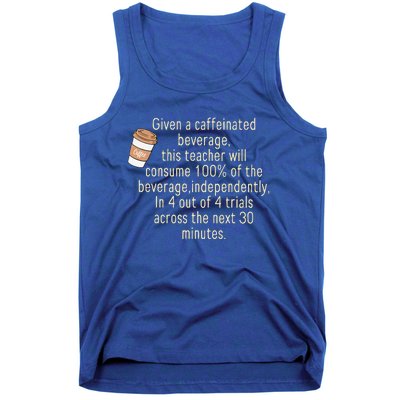 Given A Caffeinated Beverage This Teacher Will Consume Tank Top