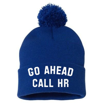 Go Ahead Call Hr! Joking Fun Hr Pom Pom 12in Knit Beanie