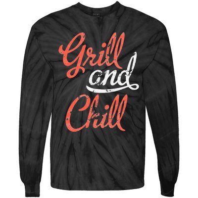 Grill And Chill Bbq Food Lovers Bbq Tie-Dye Long Sleeve Shirt