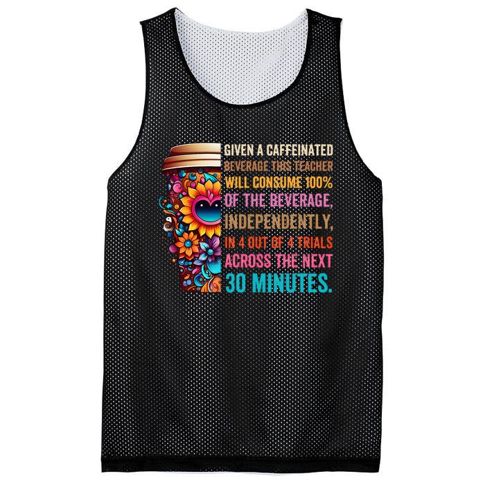 Given A Caffeinated Beverage This Teacher Will Consume Mesh Reversible Basketball Jersey Tank