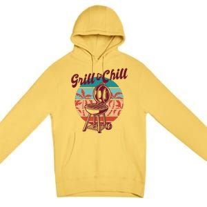 Grill And Chill Vacation Retro Sunset Premium Pullover Hoodie