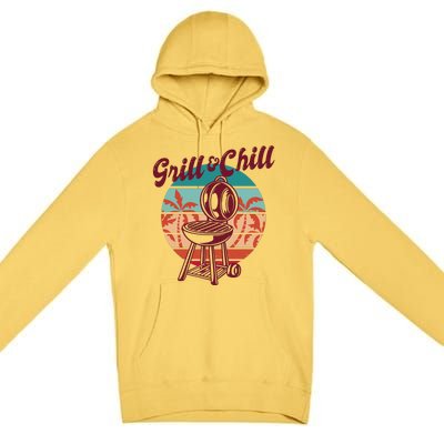 Grill And Chill Vacation Retro Sunset Premium Pullover Hoodie