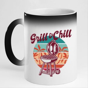 Grill And Chill Vacation Retro Sunset 11oz Black Color Changing Mug