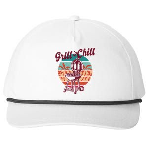 Grill And Chill Vacation Retro Sunset Snapback Five-Panel Rope Hat