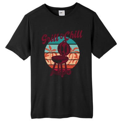 Grill And Chill Vacation Retro Sunset Tall Fusion ChromaSoft Performance T-Shirt