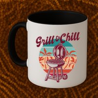 Grill And Chill Vacation Retro Sunset Mug