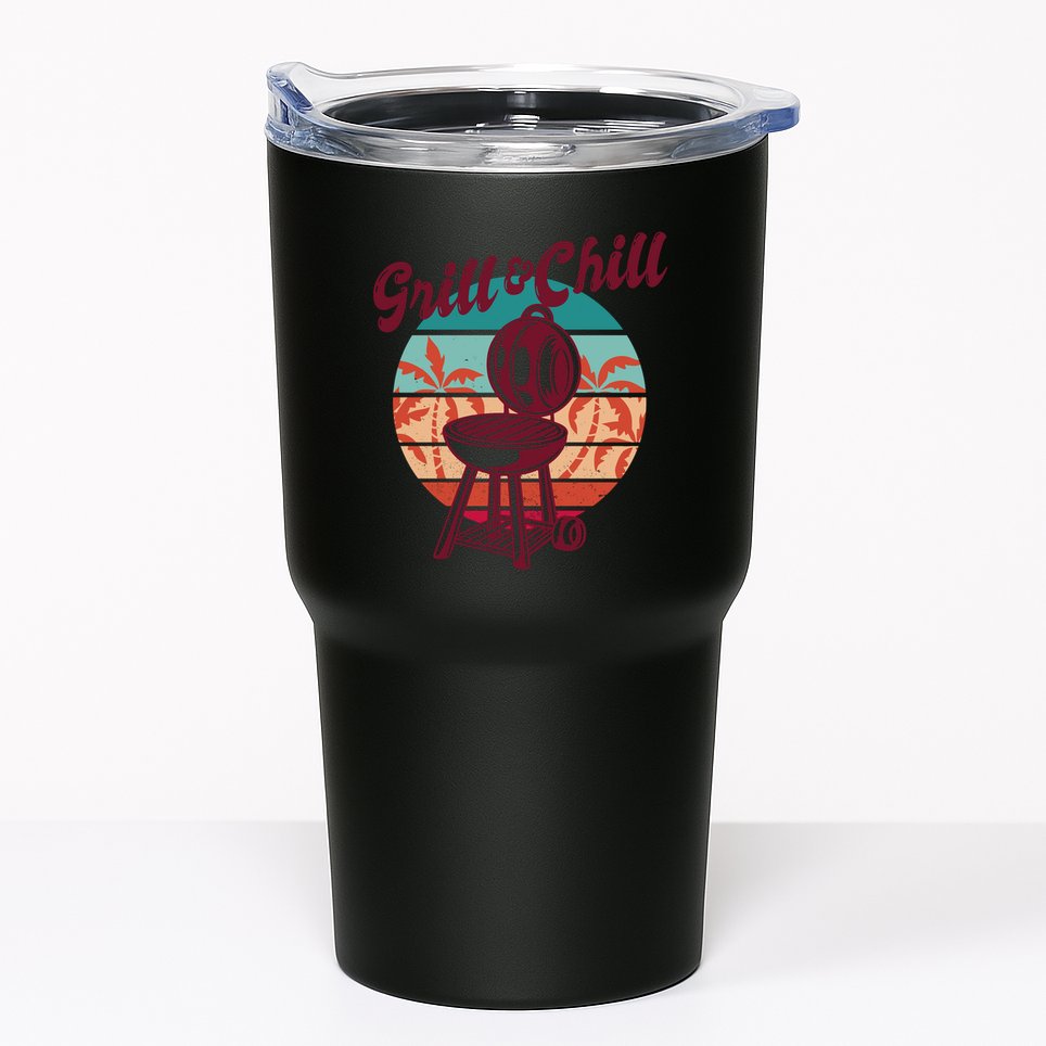 Grill And Chill Vacation Retro Sunset Tumbler