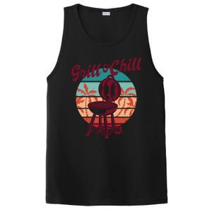 Grill And Chill Vacation Retro Sunset PosiCharge Competitor Tank