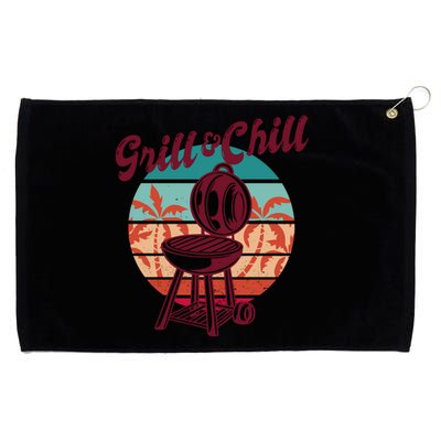 Grill And Chill Vacation Retro Sunset Grommeted Golf Towel