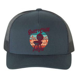 Grill And Chill Vacation Retro Sunset Yupoong Adult 5-Panel Trucker Hat