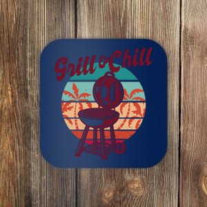 Grill And Chill Vacation Retro Sunset Coaster