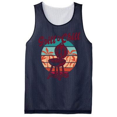 Grill And Chill Vacation Retro Sunset Mesh Reversible Basketball Jersey Tank