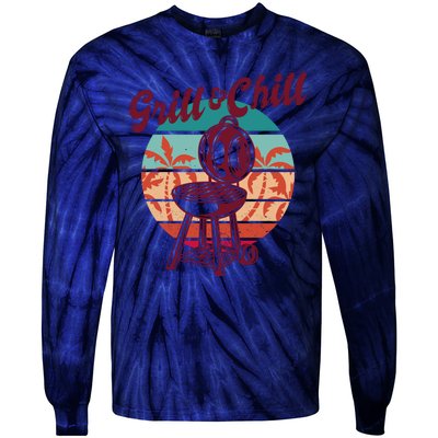 Grill And Chill Vacation Retro Sunset Tie-Dye Long Sleeve Shirt