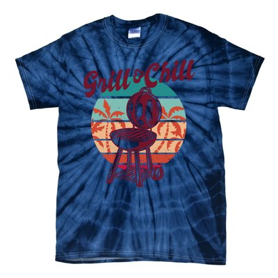 Grill And Chill Vacation Retro Sunset Tie-Dye T-Shirt