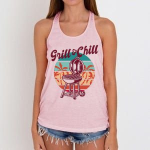 Grill And Chill Vacation Retro Sunset Women's Knotted Racerback Tank