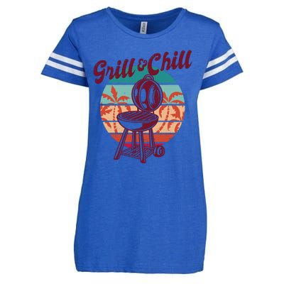 Grill And Chill Vacation Retro Sunset Enza Ladies Jersey Football T-Shirt