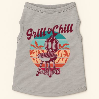 Grill And Chill Vacation Retro Sunset Doggie Tank
