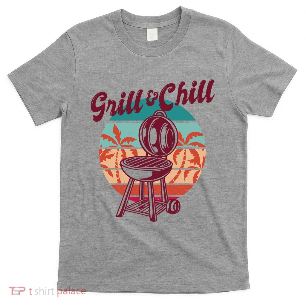 Grill And Chill Vacation Retro Sunset T-Shirt