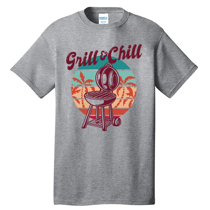 Grill And Chill Vacation Retro Sunset Tall T-Shirt