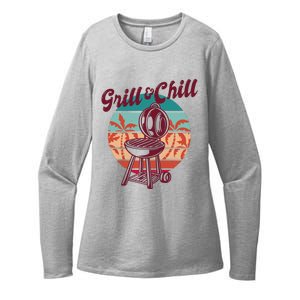 Grill And Chill Vacation Retro Sunset Womens CVC Long Sleeve Shirt