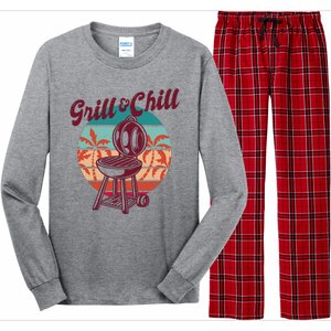 Grill And Chill Vacation Retro Sunset Long Sleeve Pajama Set