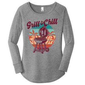 Grill And Chill Vacation Retro Sunset Women's Perfect Tri Tunic Long Sleeve Shirt