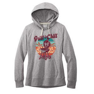 Grill And Chill Vacation Retro Sunset Women's Fleece Hoodie