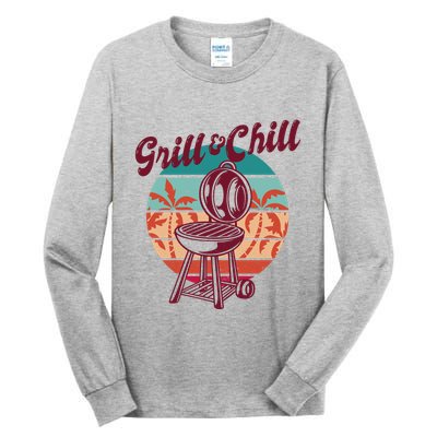 Grill And Chill Vacation Retro Sunset Tall Long Sleeve T-Shirt